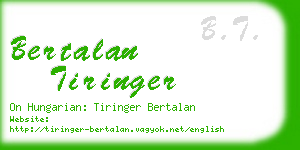 bertalan tiringer business card